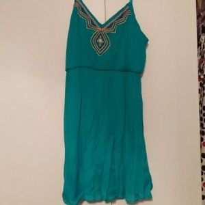Turquoise Dress with Tribal Detail